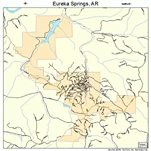 Large Street & Road Map of Eureka Springs, Arkansas AR - Printed poster size wall atlas of your home town