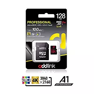 addlink MicroSDXC 128GB U3 V30 A1 Memory Card with Adapter with Read 100MB/s high Speed
