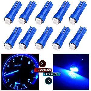 CCIYU 10 x T5 Ultra Blue 58 70 73 74 Dashboard Gauge 2SMD LED Wedge Lamp Bulb Light For 2009-2013 Toyota Tundra Sequoia 4.6L 4.7L 5.7L/ 2009-2012 Mitsubishi Eclipse 3.8L/2.4L