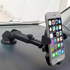 HD Accessory Smartphone Car Windshield Dash Mount with Retractable Arm - Black