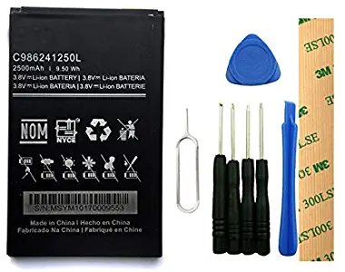 for BLU Studio Mega S610 Replacement Battery C986241250L Free Adhesive Tool