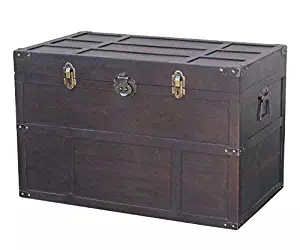 Vintiquewise QI003041LNEW Antique Style Wooden Steamer Trunk