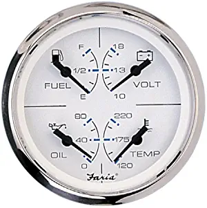 Faria 33851 Combo Gauge-Chesapeake White, Stainless Steel