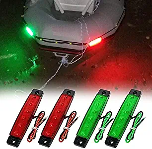 4Pcs Red Green Boat Navigation LED Lights Stern Lights Boats Starboard Light 12V