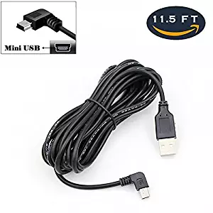 Charging Power Cable for Dash Cam, USB 2.0 to Mini USB Car Vehicle Power Charger Adapter Cord for GPS、Rearview Mirror Cam、Backup Camera (11.5 FT)