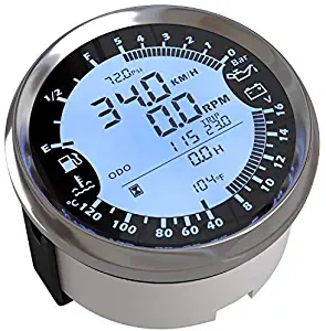 ELING Multi-Functional GPS Speedometer Tachometer Hour Water Temp Fuel Level Oil Pressure Voltmeter 12V 85mm with Backlight