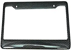 ICBEAMER Waterproof Black Plastic with Gloss Carbon Fiber on top Auto Truck Van Sedan License Plate Frame [Pack of 1 pc]