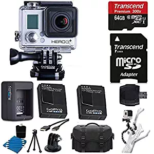GoPro HERO3+ Silver Edition Camera HD Camcorder + Extra GoPro Rechargeable Battery GoPro Dual Battery Charge + 6 FT HDMI Cable + Gripster III Flexible With 64GB MicroSDXC Class10 And Much More Complete Deluxe Accessory Bundle