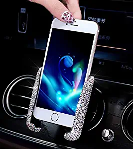 Bestbling Blingbling Rhinestone Crystal Convenient Mini Car Dash Air Vent Automatic Adjustable Phone Holder (Silver)