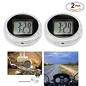 Universal Mini Motorcycle Clock Watch Waterproof Stick-On Motorbike Digital Clock Dia. 1.1"- 2 Pack