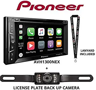 Pioneer AVH-1300NEX 6.2in DVD Receiver Apple CarPlay Built in Bluetooth with License Plate Style Backup Camera and a FREE SOTS Lanyard (Renewed)