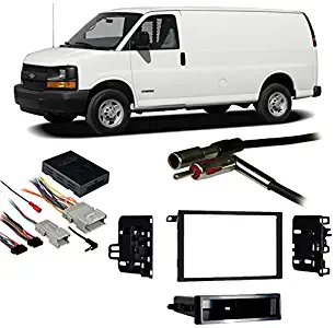 Compatible with Chevy Full Size Van Express 2003 2004 2005 2006 2007 Double DIN Stereo Harness Radio Dash Kit