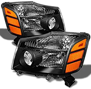 For Black 04-15 Titan Pickup Truck 05-07 Armada Headlights Front Lamps Direct Replacement Left + Right