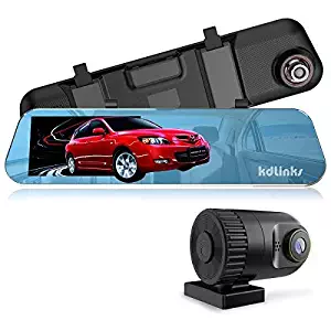 KDLINKS R100 Ultra HD 1296P Front + 1080P Rear 280° Wide Angle Anti-Glare Rearview Mirror Dual Lens Dash Cam with IPS 5" Screen, Superior Night Mode, Advanced Dashcam Parking Mode, Support 64/128GB