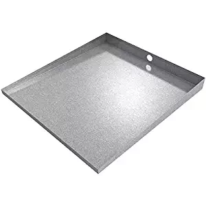 25" x 27" Compact Front-Load Washer Floor Tray with Drain (Galvanized Steel)