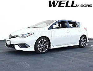 WellVisors Replacement for 2016-2018 Scion iM & Toyota Corolla iM Clip-ON Chrome Trim Smoke Tinted Side Rain Guard Window Visors Deflectors 3-847SC005