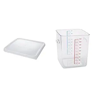 Rubbermaid Commercial Space Saving Food Service Container with Lid, 18-Quart, Clear, FG631800 and FG652300WHT