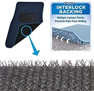 BDK Interlock Car Floor Mats - Secure No-Slip Technology for Automotive Interiors - 4pc Inter-Locking Carpet (Blue)