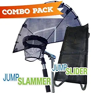 Combo Jump Slammer Trampoline Basketball Hoop & Jump Slider Trampoline Ramp Slide