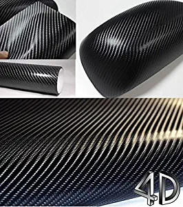 LED LIGHT 4D Black Carbon Fiber Vinyl Wrap Sticker Air Realease Anti-Wrinkle (10 FT x 5 FT)