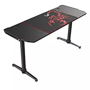 Eureka Ergonomic I60 Gaming Desk - PC Gaming Desk, Computer Gaming Desk - Carbon Fiber Texture Desktop