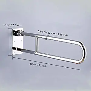 CERCHIO Toilet Grab Bars Handicap Rails Flip-Up Bathroom Grab Bar Stainless Steel Safety Handrail Support U-Shaped Shower Assist for Elderly Disabled 30 Inch