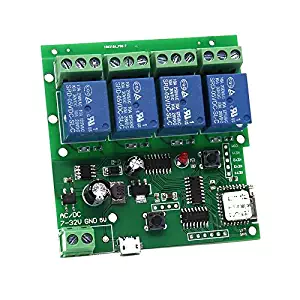 4 Channel WIFI Momentary Inching Relay Self-lock Switch Module,DIY WIFI Garage Door Controller (5-32V)