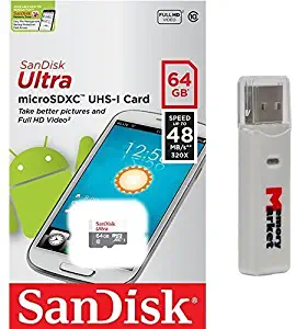 SanDisk Ultra 64GB UHS-I CL10 48mb/s MicroSDXC Memory Card for LG Class Bello II 2 G4 Beat Volt 2 G4c G Pad II 2 F 8.0 X 8.3 10.1 Spirit G Flex 2 G4 G with MemoryMarket MicroSD & SD Memory Card Reader