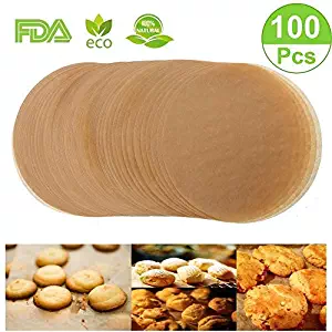 Unbleached Parchment Paper Cookie Baking Sheets,7 Inch Premium Brown Parchment Paper Liners for Round Cake Pans Circle,Non-stick Air Fryer Liners,100 Count
