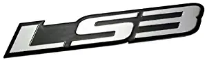ERPART LS3 Embossed Silver on Black Real Aluminum Auto Emblem Badge Nameplate Compatible with GM General Motors Performance Chevy Corvette Camaro SS Pontiac G8 GXP Holden