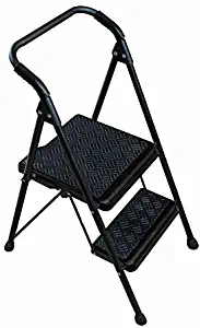 Werner 2-Step 250 lbs. Capacity Black Steel Foldable Step Stool