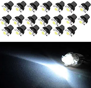 cciyu 20 Pack White Car B8.5D 1 SMD 5050 Car LED Speedo Instrument Dash Wedge Side Light Bulb Lamp 12V