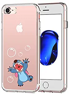 iPhone 7 CASE,iPhone 8 CASE, Stitch Playing Bubble 3D Printed Soft Clear Cute Case