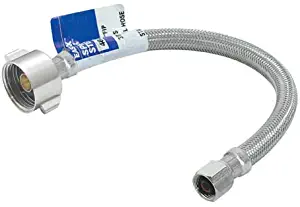 Eastman 48088 Flexible Toilet Connector, Stainless Steel Braided Hose with Ballcock nuts, 7/8-inch B/C x 3/8-inch Compression Inlet, 12-Inch Length