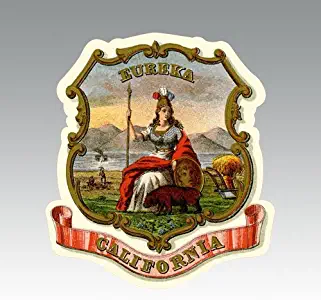 RDW California Historic Coat of Arms Sticker - Die Cut - Decal State CA Eureka 1.25" x 1.39"