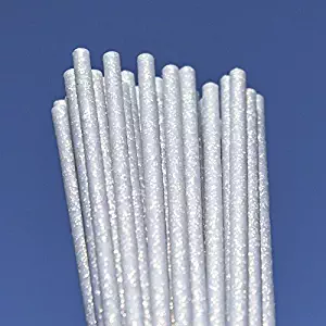 Silver Fairy Dust Plastic Lollipop Cakepop Sticks 150mm x 4.5mm x50 Glitter