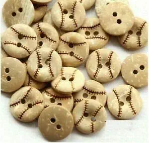 JumpingLight 20 Baseball 2-Hole Coconut Shell Button 5/8" (15mm) Scrapbook Craft (246) Perfect for Crafts, Scrap-Booking, Jewelry, Projects, Quilts