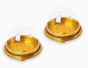 100 Pack 2 inch of Clear plastic mini cake box muffins box cookies cookies muffins dome box wedding birthday gift box This product is not suitable for any square cake (gold)