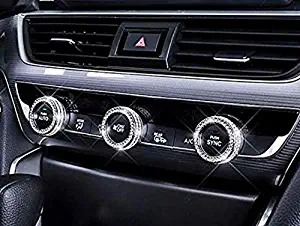 NIUHURU Car Interior Trim Bling Accessories 3D Rhinestone Decals Cover for Honda Civic Inspier Accord Sport EX EX-L Touring Sedan Accessories (Silver, Inspier Accord Air Conditioner knob Cover 3pc)