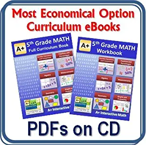 5th, Fifth Grade Math Curriculum Bundle - Lessons eBook (PDF) and Workbook (PDF) on CD (138 Lessons, 138 Worksheets, 19 Tests, Answer Keys For Homeschool or Classroom)