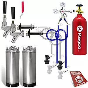 Kegco EBSHCKBALLKEG2-5T Two Keg Door Mount Homebrew Kegerator Kit Ball Lock with 5 lb. Tank, Chrome