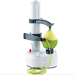 Electric Peeler, Potato Peeler Auto Rotating Apple Vegetable Fruit Peeler Potato Peeling Machine Automatic Stainless Steel Peeler (White)