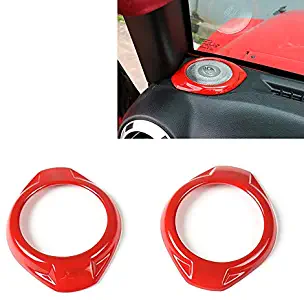 RT-TCZ Red ABS Car Interior A Pillar Speaker Trim Audio Decorative Ring Cover for 2015-2017 Jeep Wrangler JK JKU