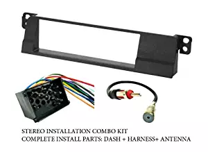 BMW - Stereo wiring Harness, Dash Install Kit Faceplate, with FM Antenna Adaptor (Combo Complete Aftermarket Stereo Wire and Installation Kit)