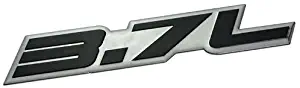 ERPART 3.7L Liter Embossed Black on Highly Polished Silver Real Aluminum Auto Emblem Badge Nameplate