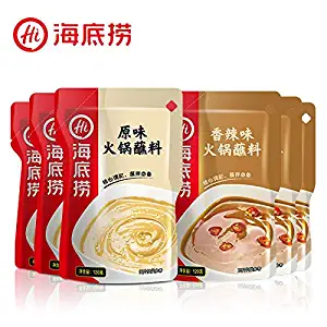 Hidilao hot pot sauce Seasoning 120g6bags海底捞火锅huoge 火锅huoge蘸料 味碟 鸳鸯组合6连包 麻酱 芝麻酱 原味香辣味各3包