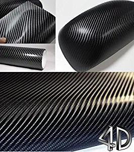 LED LIGHT 4D Black Carbon Fiber Vinyl Wrap Sticker Air Realease Bubble Free Anti-Wrinkle (1 FT x 5 FT)