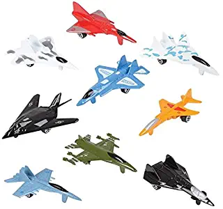 Srenta Assorted Color & Styles 9 Piece Die Cast Air Force Jet Play Set, Fighter Jet Model Military Themed Airplane Sets for Kids