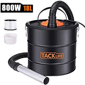 Ash Vacuum TACKLIFE 5 Gallon 800W Fireplace Vacuum with Blow fonction, 1.2M Metal Hose, 5M Power Cable, for use with Fireplaces, Wood Stoves, Ash Collectors, and Pellet Stoves