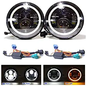 H6024 DOT Round LED Headlights For Peterbilt 379 (1988 to 2009) 359 (1981 to 1987), 2PCS 7 Inch Super Bright High Low DRL Beam 6000K White Conversion Kit, Used- Like New